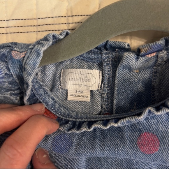 Mud Pie denim dot baby romper - Picture 4 of 4